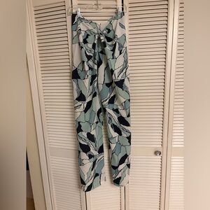 LAST CHANCE! Manuhealii Navy & White Koolau Wide-Leg tie waist pants